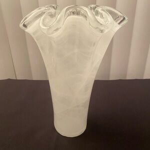 Murano White Swirl Glass Vase